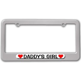 GRAPHICS & MORE Daddy's Girl Love with Hearts License Plate Tag Frame - Color Silver