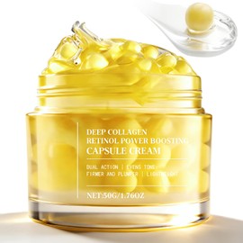 Deep Collagen Retinol Capsule Cream for Face, Collagen Moisturizer with Retinol, Hyaluronic Acid | Anti Aging Face Cream for Firming, Brightening Korean Moisturizer, Stockings Stuffers for Women