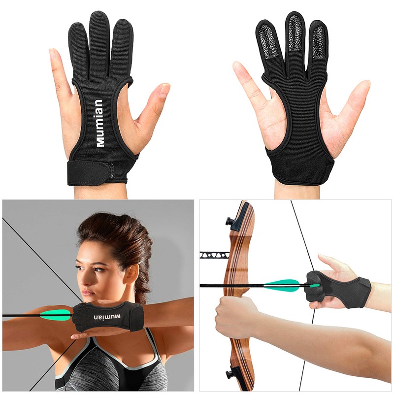 1PC Archery Gloves Shooting Hunting Leather Three Finger Protector Archery