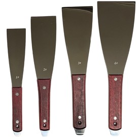 Scraper, Wooden Handle, Metal Spatula, Stainless Steel Blade, Tool Set, Repair, Painting, Stripping, 4 Pieces, DIY Construction Work b