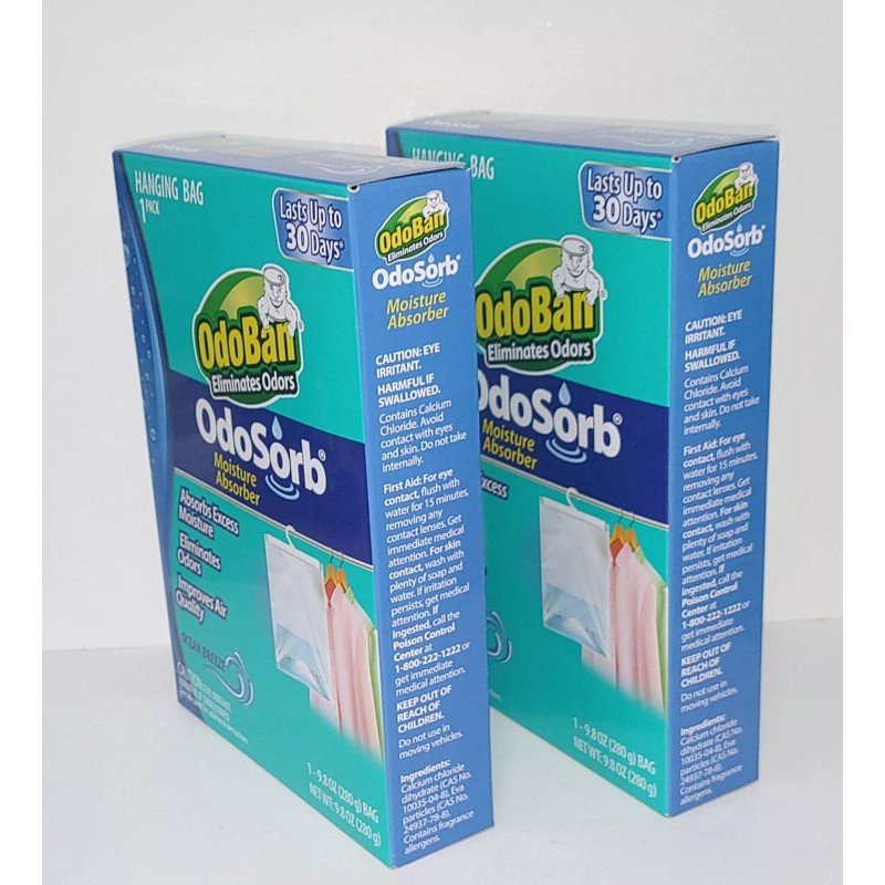 OdoBan Eliminates Odors OdoSorb Moisture Absorber Ocean Breeze Hanging Bags
