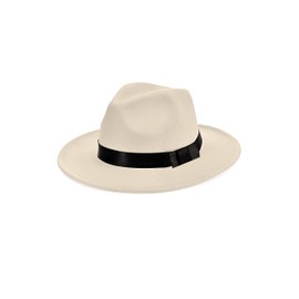 BABEYOND 1920s Gatsby Panama Fedora Hat Cap for Men Gatsby Hat for Men 1920s Mens Gatsby Costume Accessories Off-White