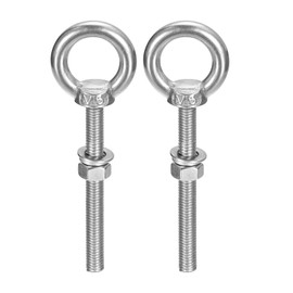 sourcing map Lifting Eye Bolts Set of 2 M5 x 50 mm Eye Bolt with Nut Washer 304 Stainless Steel Shoulder Lifting Ring Eye Screw for Hanging Items