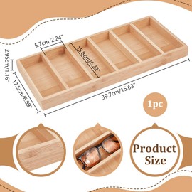 NBEADS 6 Slots Sunglass Display Tray, 7x15.6x1.2 Inch Bamboo Eyewear Storage Case Sunglass Organizer Drawer Tray Eyewear Holder for Home or Office, Wheat