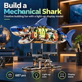 Mechanical Sea Animal Building Blocks for DIY Construction – Motorized Moving Model for Creative Building and Desktop Display