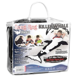 Snug Rug Killer Whale Tail Black & White Super Soft Quality Mink Fleece Blanket – Up to 5ft Tall, Polyester Black and White, 61 x 5 x 142 cm