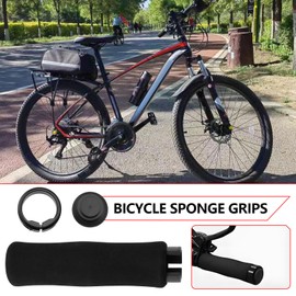 EMSea 1 Pair Foam Handlebar Grips Single Lock Bicycle Handlebar Grips Suitable for Handlebar Diameter 22 mm Bicycle Mountain Bike Grip (Black)