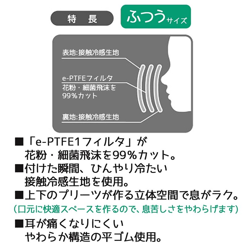 Skater MSKP2C-A Cool Touch Premium Gauze Mask, Regular Size, M,