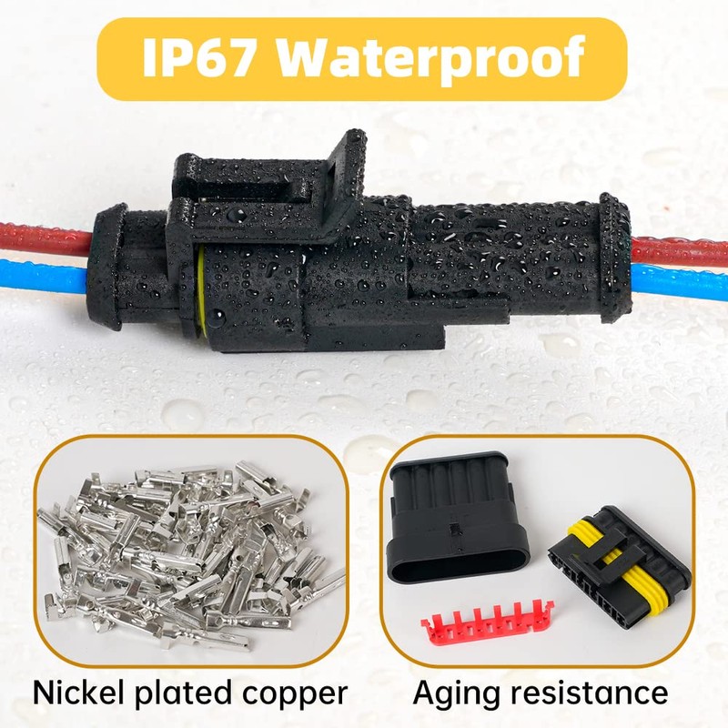 Amliber 798Pcs 50 Sets Waterproof Automotive Wire Connectors with Ratcheting