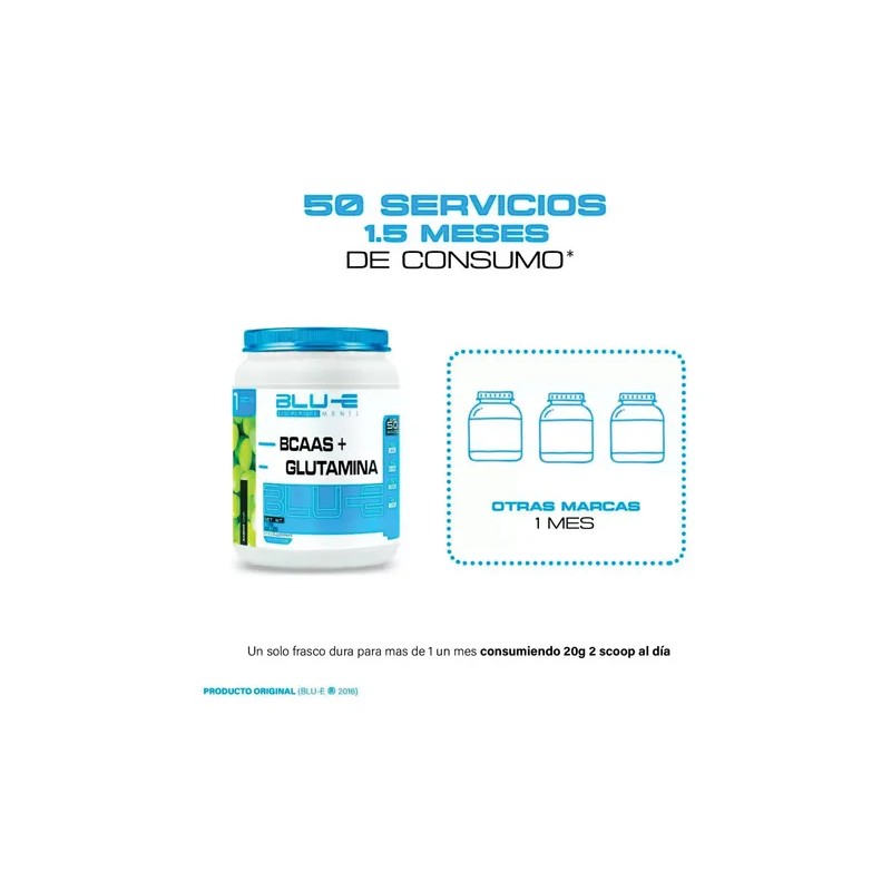 Aminoácidos Bcaas + Glutamina Blu-e 1kg Varios Sabores