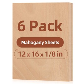 Rowood 6 Pack Mahogany Plywood Sheets 1/8,12x16x1/8inch,3mm Thin Unfinished Craft Wood for Laser Cutting Blanks,DIY Adult Project Kits for DIY Ornaments,Architectural Model
