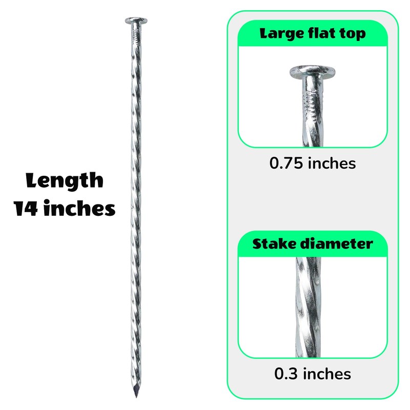 Extra-Long 14 Inch Galvanized Heavy-Duty Landscape Stakes - Landscape Edging
