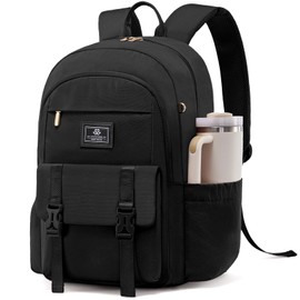 LOVEVOOK Lightweight School Backpacks Womens, 15.6 Inch Laptop Backpack for Ladies Teacher, Fashion Work Rucksack Bag for Business, Waterproof Back Pack Casual Daypack for College Uni Travel, Black