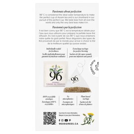 96° Fennel Tea - 20 Pyramid Tea Bags, Individually Wrapped, Aromatic, Sweet and Calming, Biodegradable Plant-Based Bags