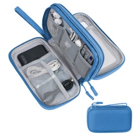 Skycase Electronic Organizer Travel Case - Waterproof Travel Cord Pouches for Organization, Cable Organizer, All-in-One Double Layers Storage Bag for Accessories, Charger, Cable, Blue