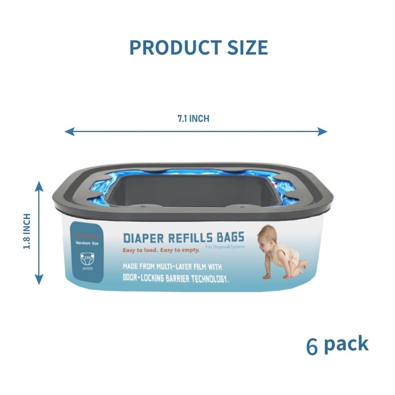 Standard Square Refills Disposal Bags Refill Compatible with Genie Diaper
