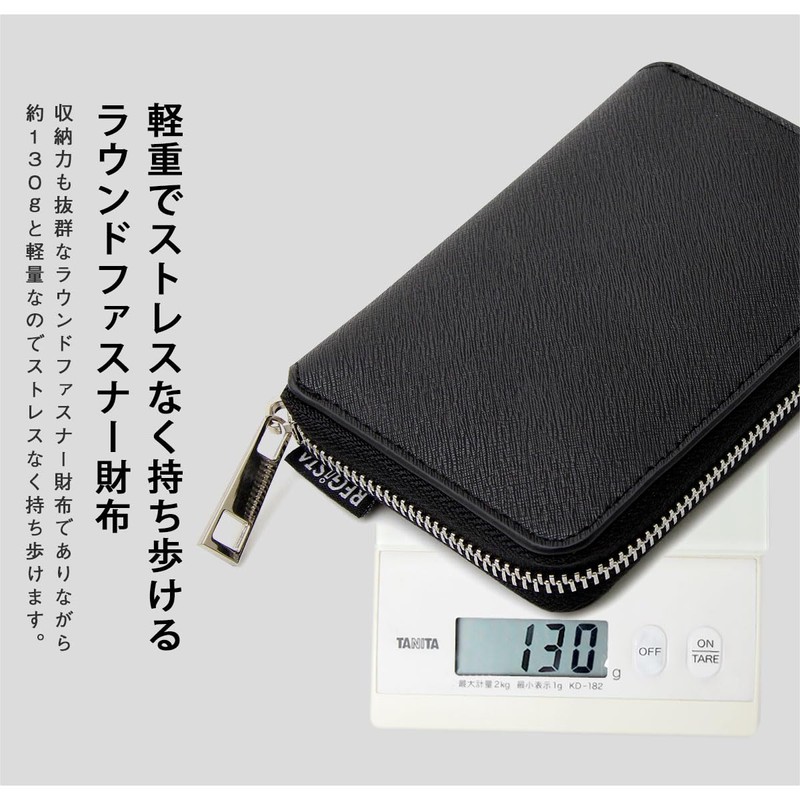 [レジスタ] 財布 メンズ 二つ折り BOX型小銭入れ ラウンドファスナー ミニウォレット サフィアーノ 迷彩 One