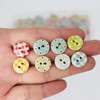 15mm Wooden Buttons100 Pcs Plaid Dot Assorted Patterns 2 Hole