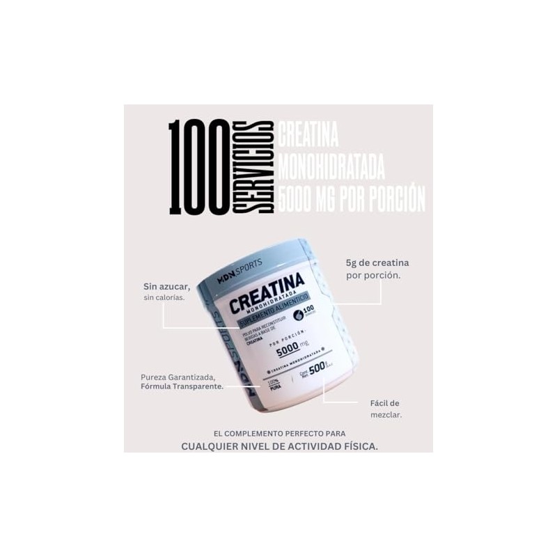 MDN SPORTS Creatina Monohidratada 100% | Pura 500g | 100