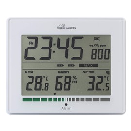 technoline MA10402 Air Quality Monitor, Measures Air Quality, Alarm via LED for Poor PPM Value = Ventilation Recommendation, Temperature Display, Humidity Display, Mobile Alerts - Connection