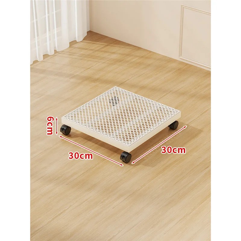Round Iron Plant Caddy with Locking 360° Wheels, Mobile Flower