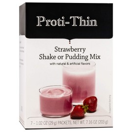 Proti-Thin High Protein Strawberry Pudding and Shake Mix, Healthy Dessert Mix, 15g Protein, Low Calorie, Low Carb, Low Fat, Low Sugar, Aspartame-Free, Gluten-Free, 1 Pack of 7 Servings