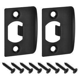 sourcing map 2Pcs Door Strike Plate, 57mm x 45mm Stainless Steel Latch Deadbolt Replacement Lock Strike Plate for Door Frame Door Jamb Reinforcement, Black