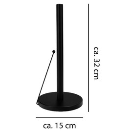 VonBueren Kitchen Roll Holder Black Standing 32 x 15 cm Stainless Steel Kitchen Roll Holder Black Paper Roll Holder for Any Kitchen Roll Holder for Kitchen Roll for Worktop