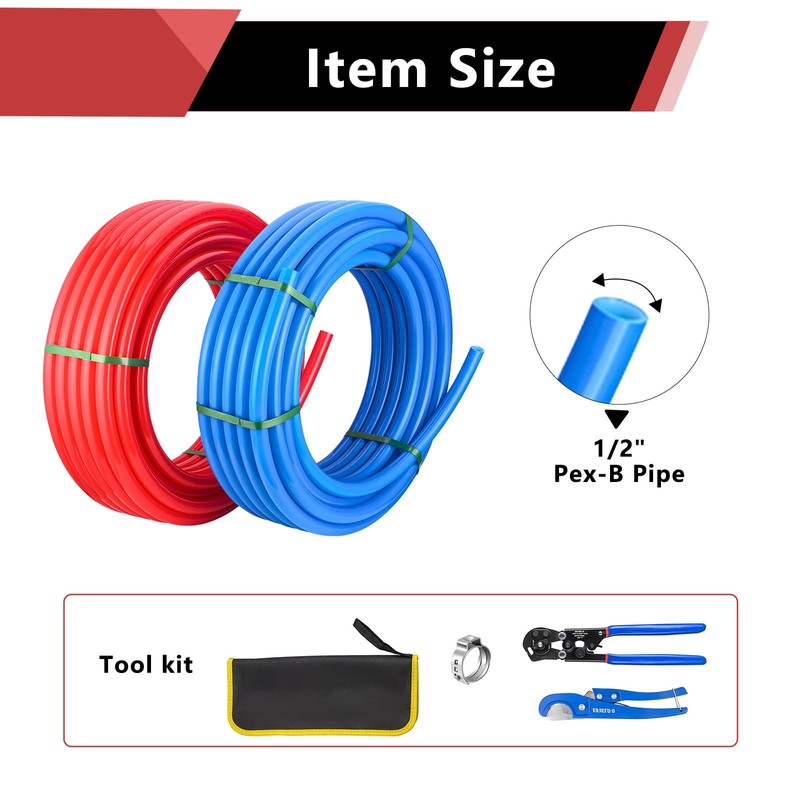 (Pipe&Combo Kit) EFIELD Pex-B Pipe Blue & Red 1/2" 2