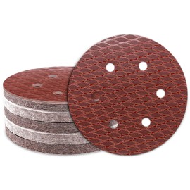 Pack of 50 Sandpaper 150 mm Velcro, 400 Grit 6 Hole, Red Sanding Discs Set for Random Orbital Sanders