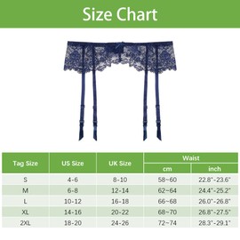 Confonze Liguero de encaje para mujer, sexy, tirantes para medias altas de muslo, Azul / Patchwork, S