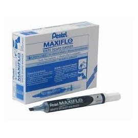 Pentel Maxiflo Dry Wipe Fine Chisel Point Marker - Blue (Pack of 12)