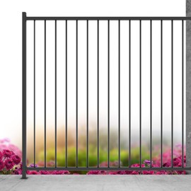 CR Fence & Rail Ornamental Fence Kit – Black Circular Balusters, 5ft Middle Post & Hardware for Outdoor, Commercial & Residential Use.