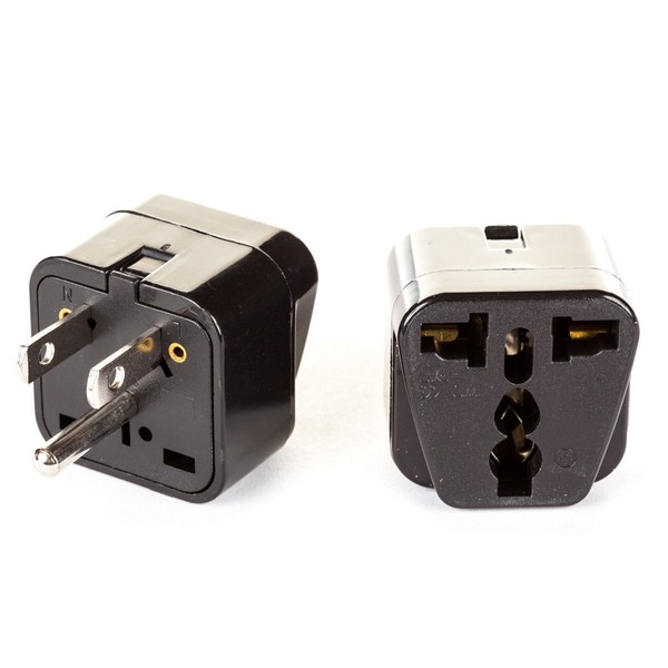 OREI 2 in 1 Universal to USA (Type B) Travel Adapter Plug - 2 Pack