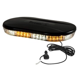 Buyers Products 8891082 10" Class 1 Low Profile LED Mini Light Bar, Amber/Clear, 40 LEDs, 20 Flash Patterns, SAE J845, IP67 Waterproof, Magnetic/Permanent Mount, 15 ft Cord, 12–24VDC