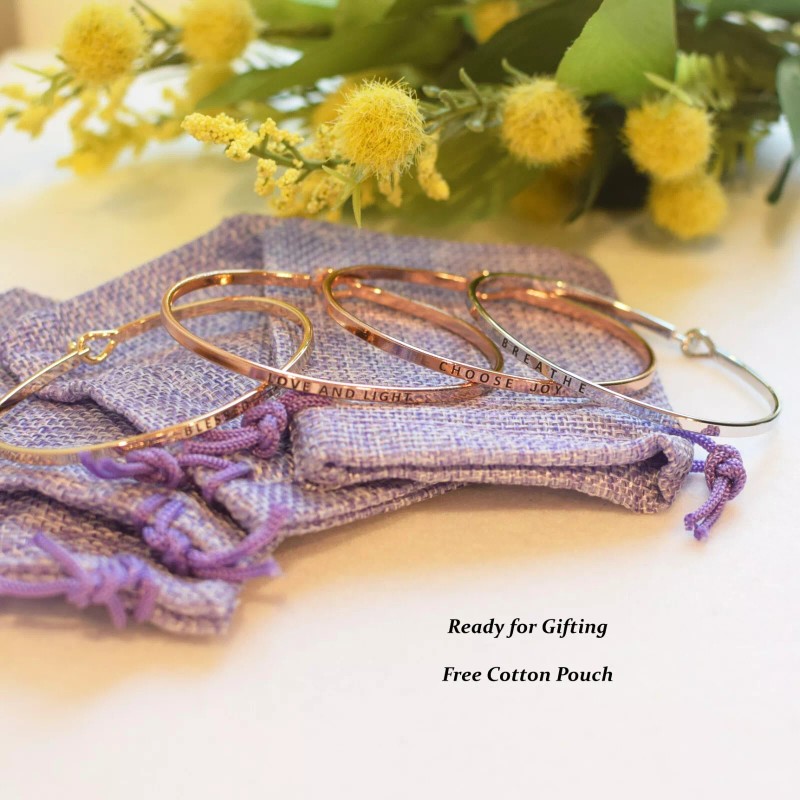 Curated Trinkets LOVE (ARROW) | Inspired Message Engraved Simple Bangle