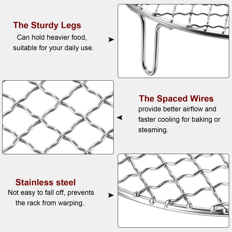 sourcing map Round Cooking Rack 11-inch Stainless Steel Cross Wire