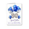 Brother Happy 80th Birthday Card 80 age Balloons (envelope Included)
