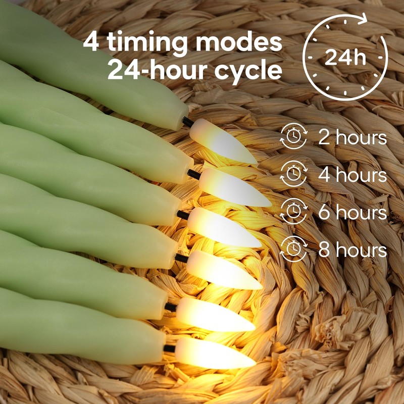 Girimax Spiral Flameless Taper Candles with Remote, Green Candles Battery