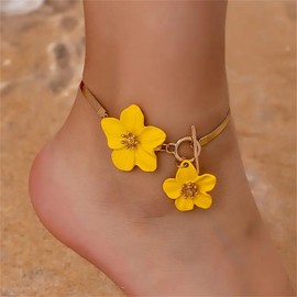 Gold Ankle Bracelet for Women Flower Anklet Summer Beach Vacation Jewelry Gift Boho Chic Foot Chain