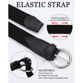 AWAYTR Girls Stretch Braided Belt - Kids Golf Softball Belt for Girls Aged 3-18 Years (80cm,Black)