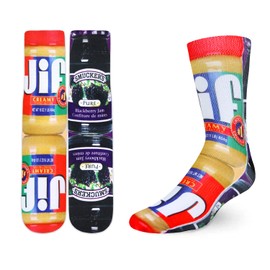 Benefeet Sox Mens Funny Crazy Socks Unisex Cool Funky 3D Print Patterned Socks Boys Youth Novelty Athletic Tube Socks Gift,Peanut Butter and Jelly