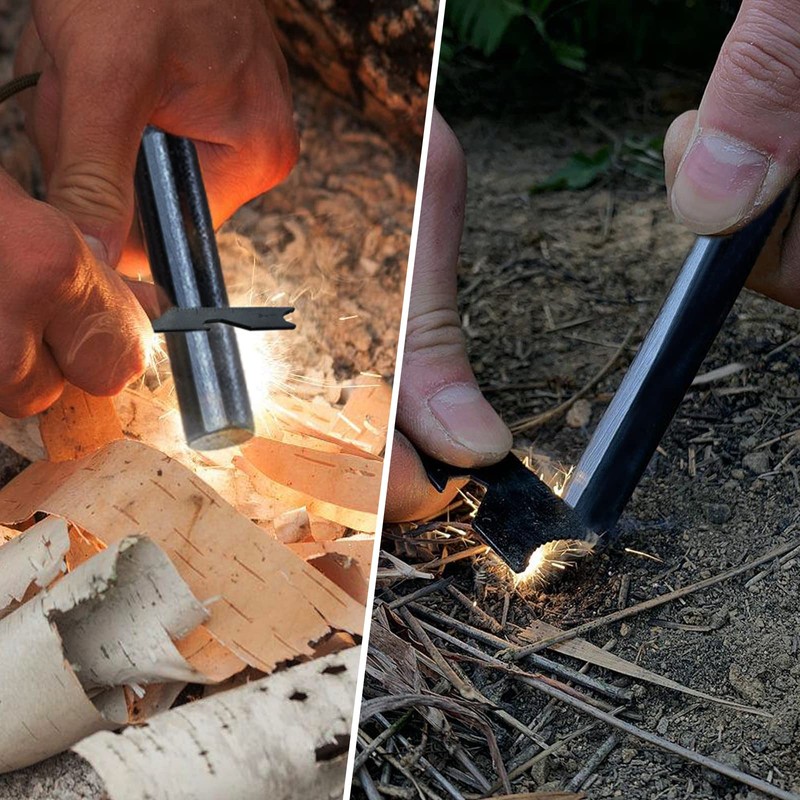 BCHARYA Fire Starter Survival Tool, Ferro Rod Kit with Leather
