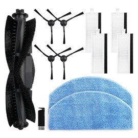 lvtengai Replacement Parts Compatible with Tikom G8000, G8000 Pro, Honiture G20, G20 Pro, Laresar Evol 3, Evol 3s Robotic Vacuum Cleaner, 1 Main Brush, 4 Side Brushes, 4 Hepa Filters, 2 Mop Cloths