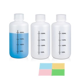 ASEVAT 8.5oz 3Pack Narrow Mouth Plastic Bottles Reagent Bottle, Scaled Pill Bottle Laboratory Chemical Container with Screw Cap, Plastic Sample Containers for Storage or Home (Translucent)