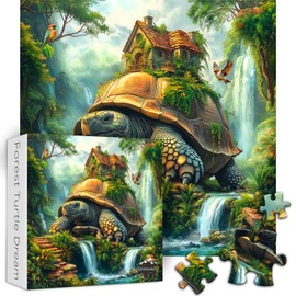 Sea Turtle Puzzles for Adults 1000 Pieces, Nature Fantasy Puzzle Featuring Giant Turtle with Treehouse Bird,Forest Animal Jigsaw Puzzles 1000 Pieces Scenic Landscape Puzzles
