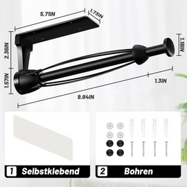 VEHHE Kitchen Roll Holder Under Cabinet, One-handed Tearing Paper Towel Holder with Damping System, Stainless Steel Kitchen Towel Holders for Kitchen Bathroom (Black)