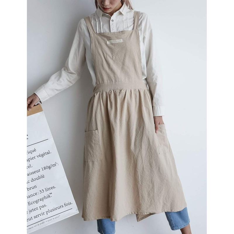 SPDYCESS Aprons Japanese Style Cooking Apron Women with 2 Pockets