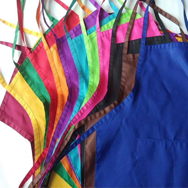 TSD Story 12 Pack Plain Color Bib Aprons Bulk with