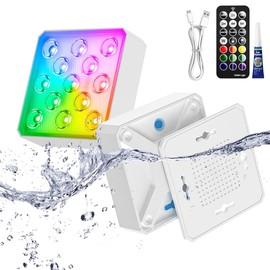 LOFTEK Pool Lights 2 Pack, Rechargeable Submersible LED Lights with Remote, IP68 Waterproof, 16 Colors Underwater Pool Light for Above Ground Inground Pool, Hot Tub, Shower, Bathub, Party, Vase,